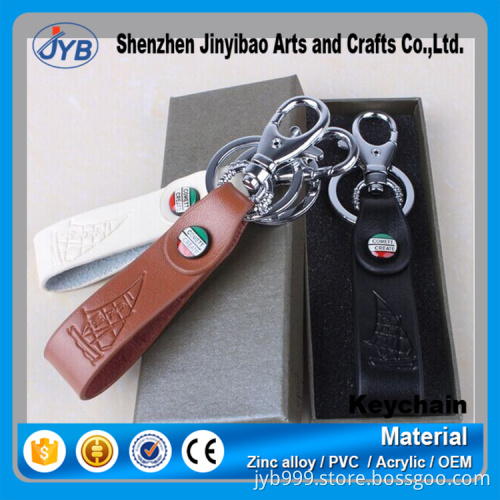 custom color brown pu leather belt strap keyring